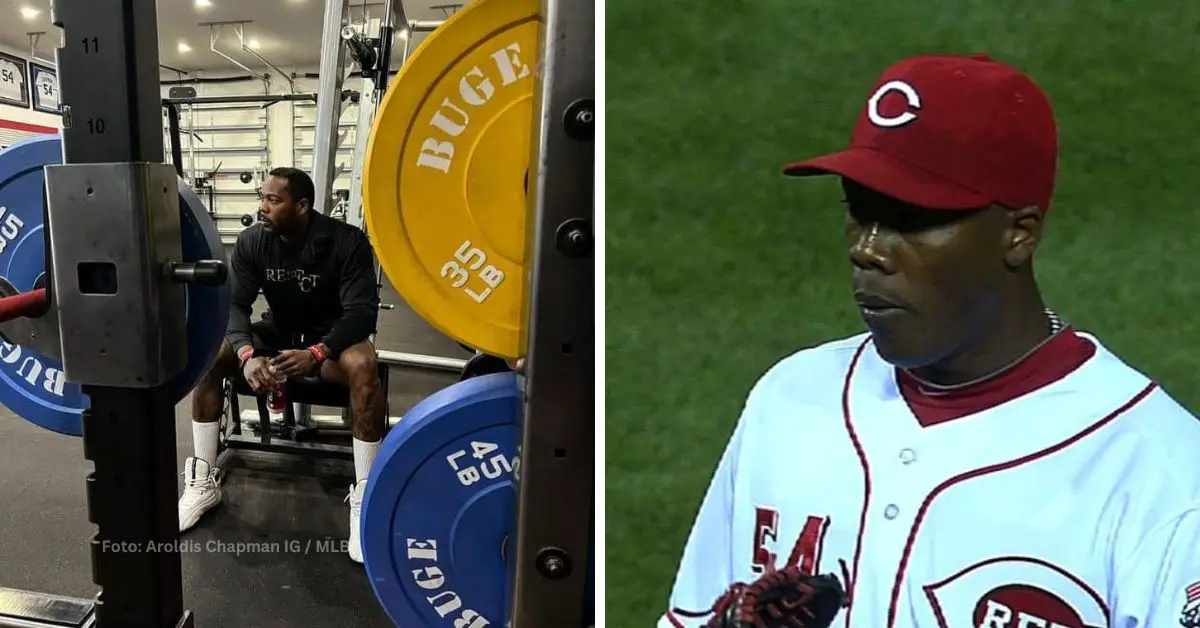 Aroldis Chapman pensativo y en su debut con Cincinnati Reds en 2010