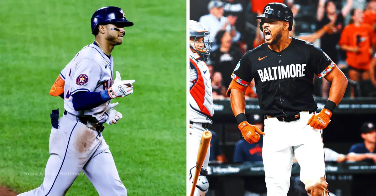 Jeremy Peña y Anthony Santander luego de dar jonrón en el Houston Astros vs Baltimore