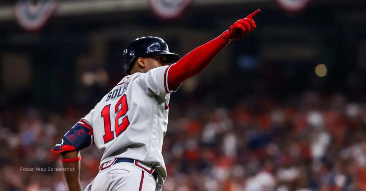 Jorge Soler celebrando un jonrón con Atlanta Braves