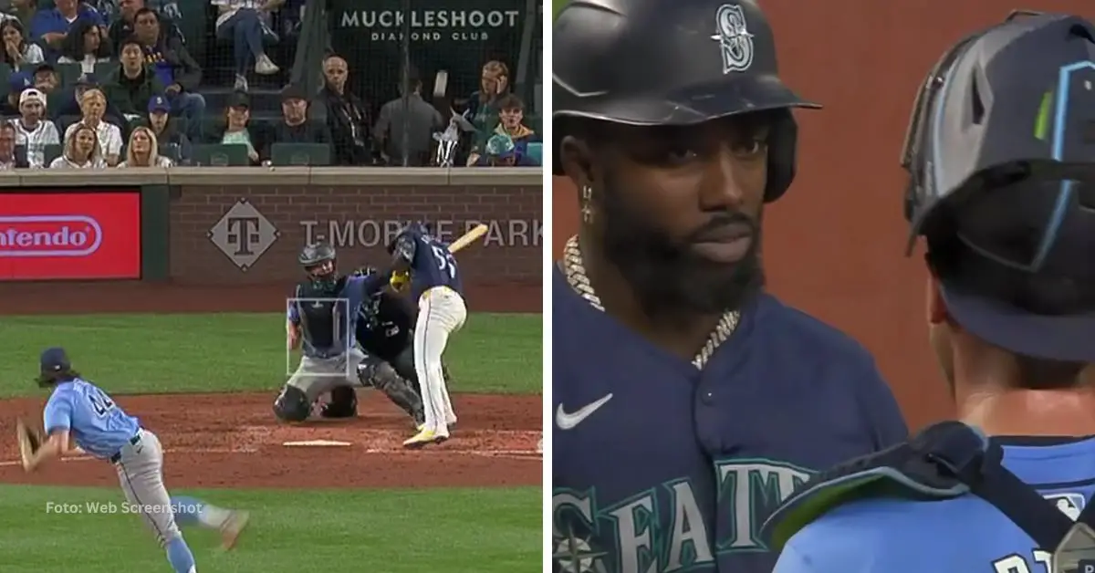 Randy Arozarena recibió pelotazo y hablo con Ben Rortvedt en juego entre Seattle Mariners y Tampa Bay Rays