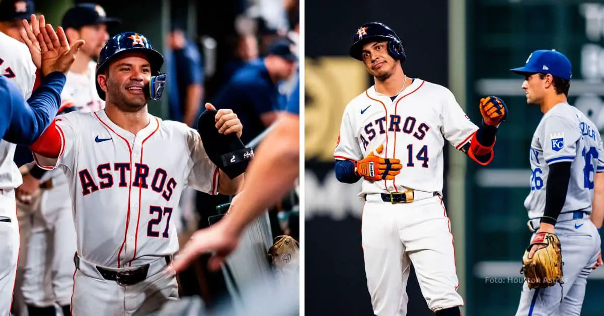 Jugadores de Houston Astros en la remontada ante Kansas