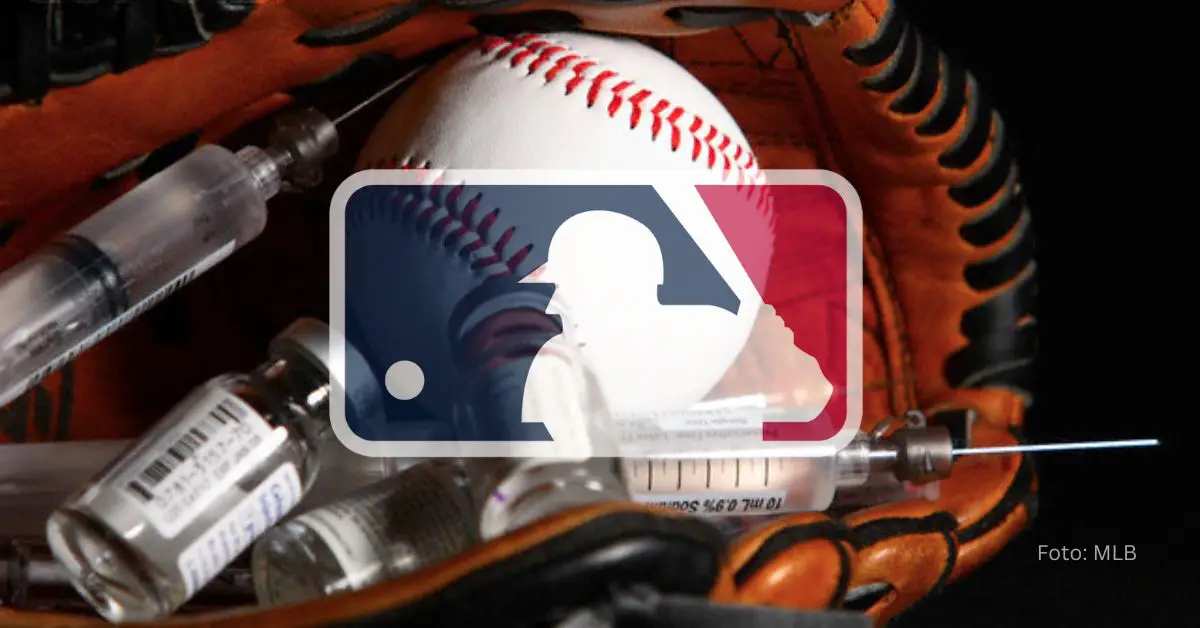 Logo de Major League Baseball con imagen relacionado al uso de sustancias prohibidas