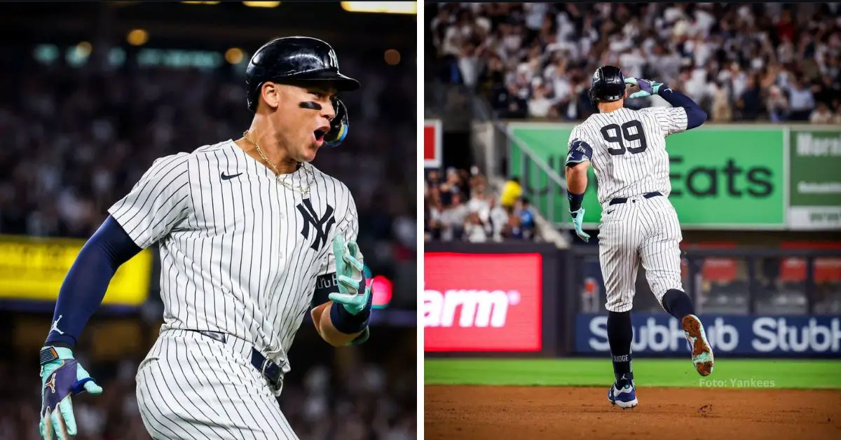 Aaron Judge celebra su batazo New York