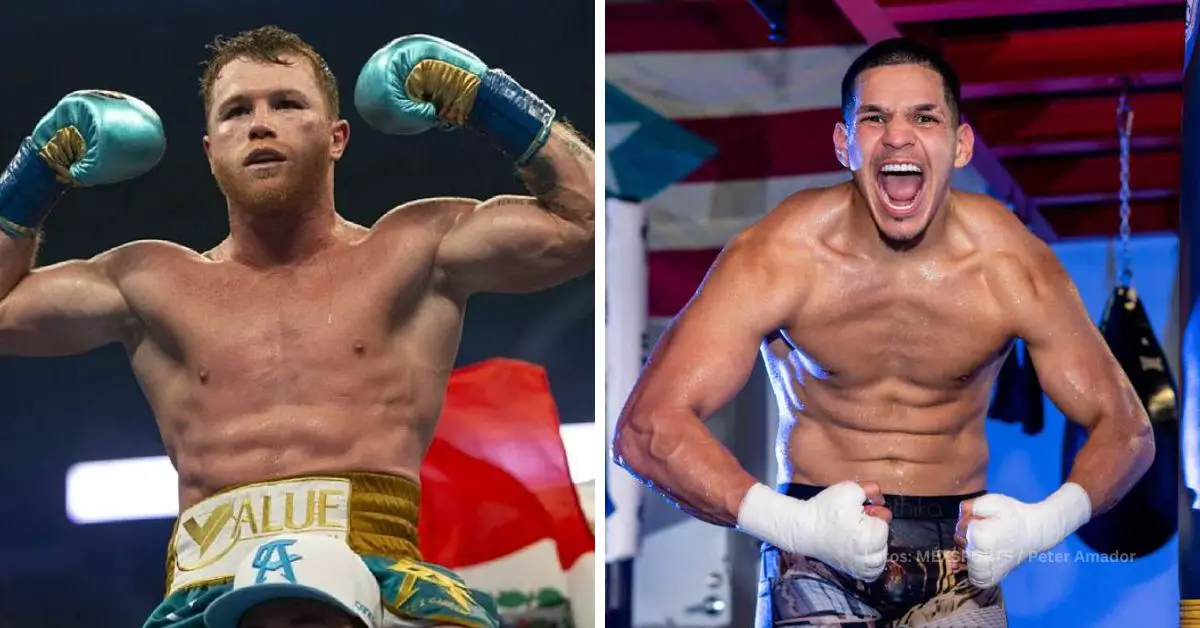 Canelo vs Berlanga en un ring de boxeo