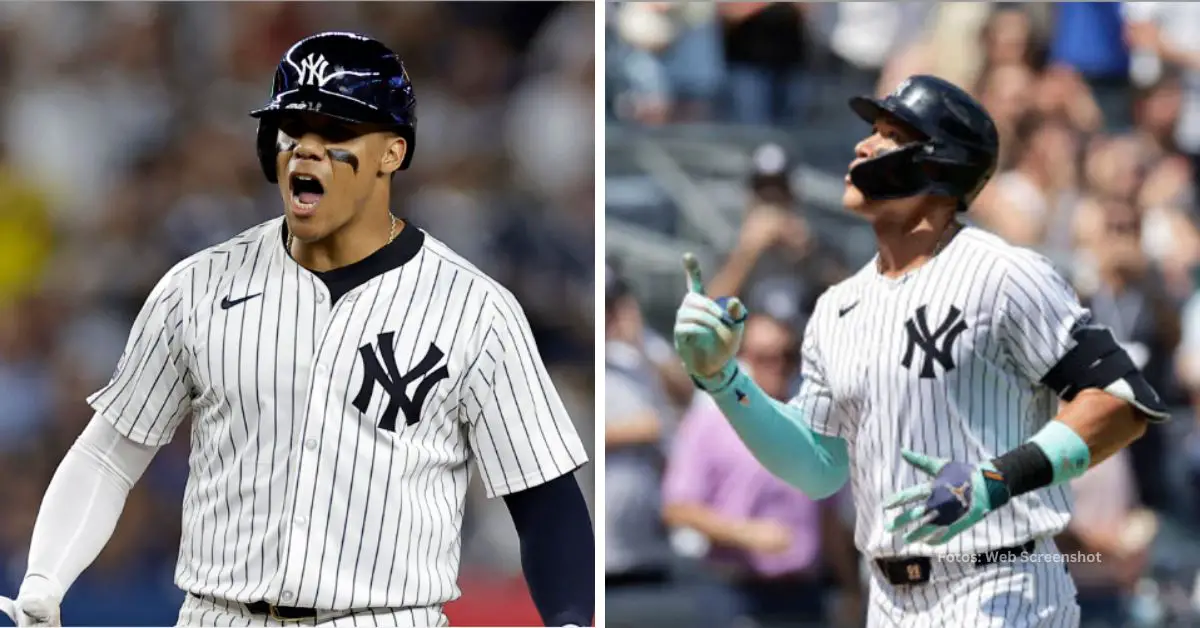 Juan Soto y Aaron Judge celebrando sus batazos en New York