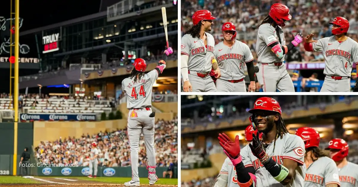 Elly De La Cruz celebrando Grand Slam con Cincinnati Reds