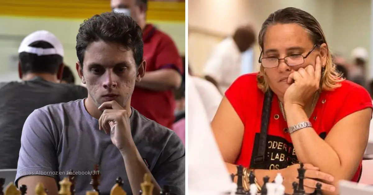 Carlos Albornoz y Martiza Arribas jugado ajedrez en representación del equipo Cuba