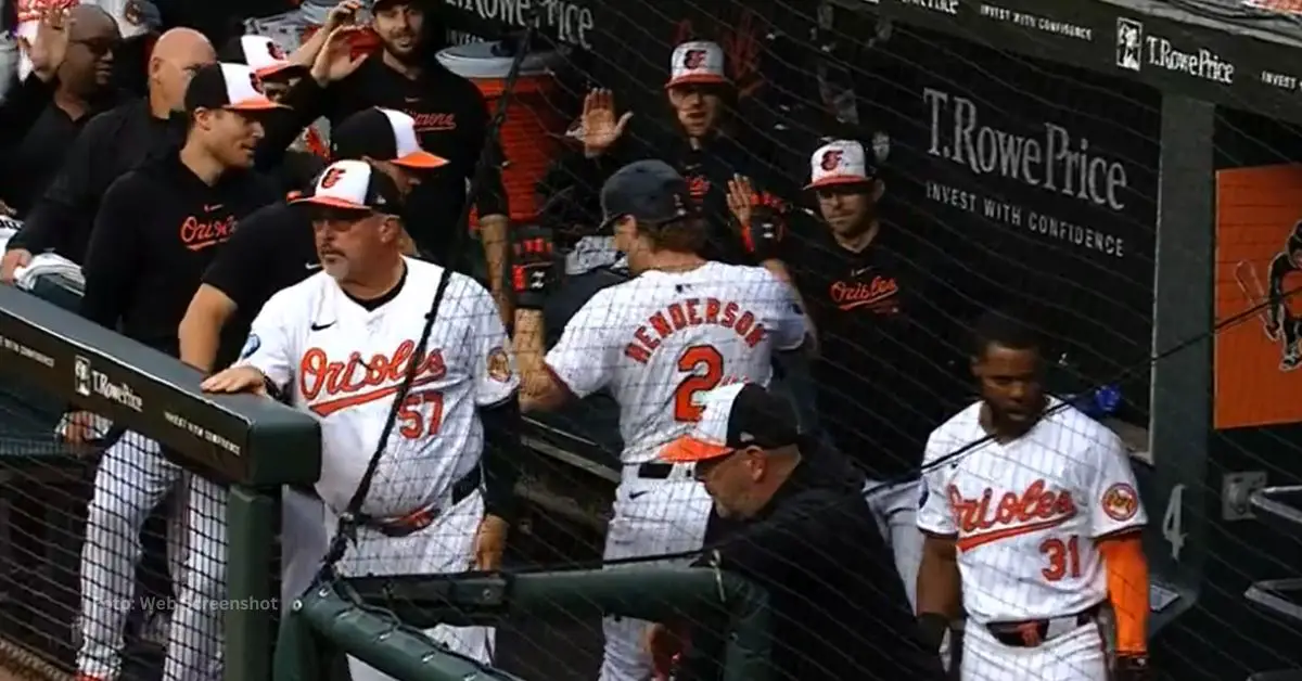 Gunnar Henderson celebrando con Baltimore Orioles