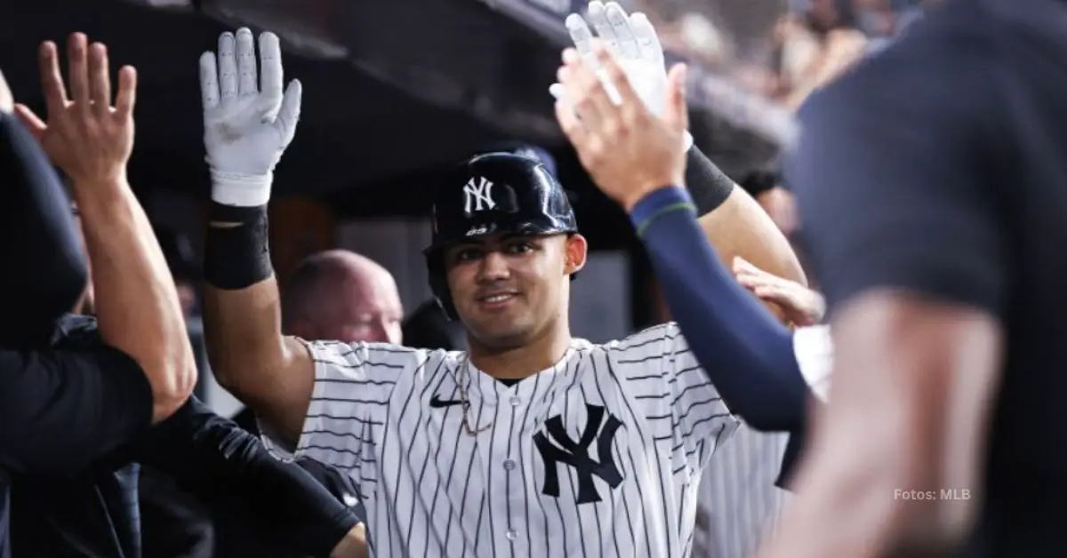 Jasson Domínguez celebra con Yankees