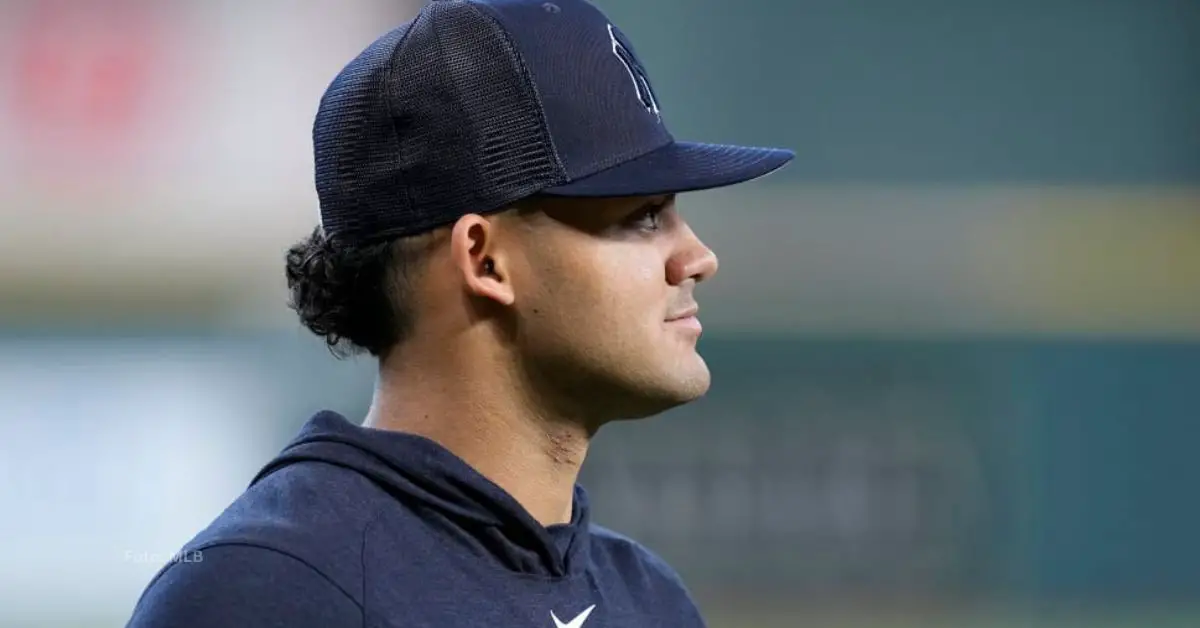 Jasson Domínguez con el uniforme de New York Yankees