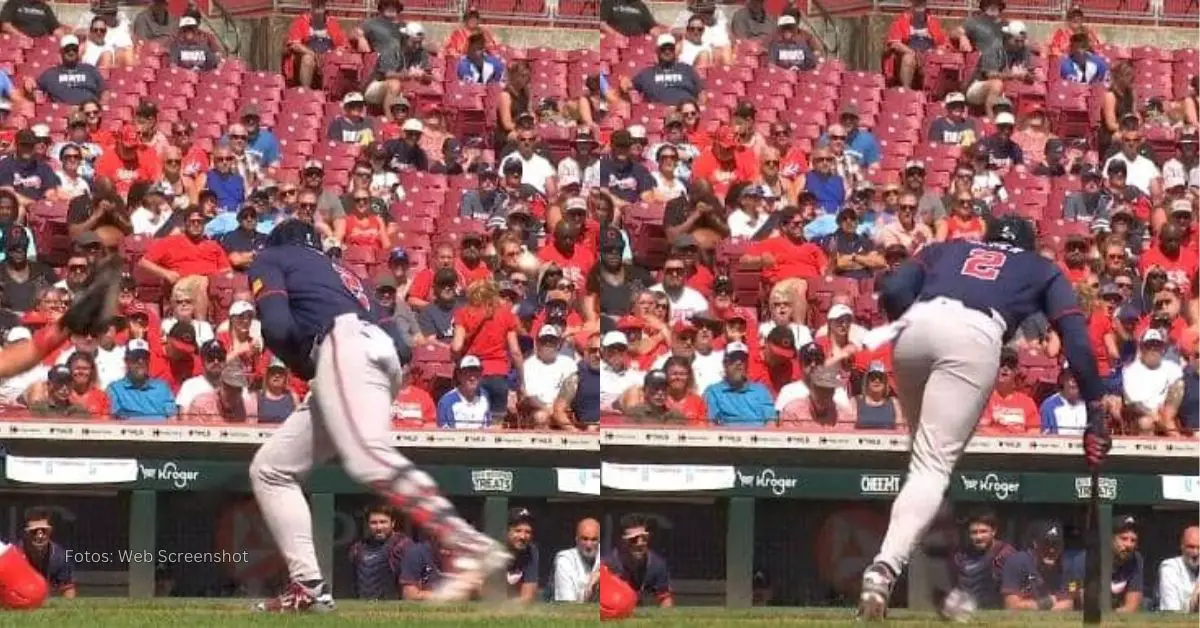 Jorge Soler tras recibir un pelotazo con el uniforme de Atlanta en MLB