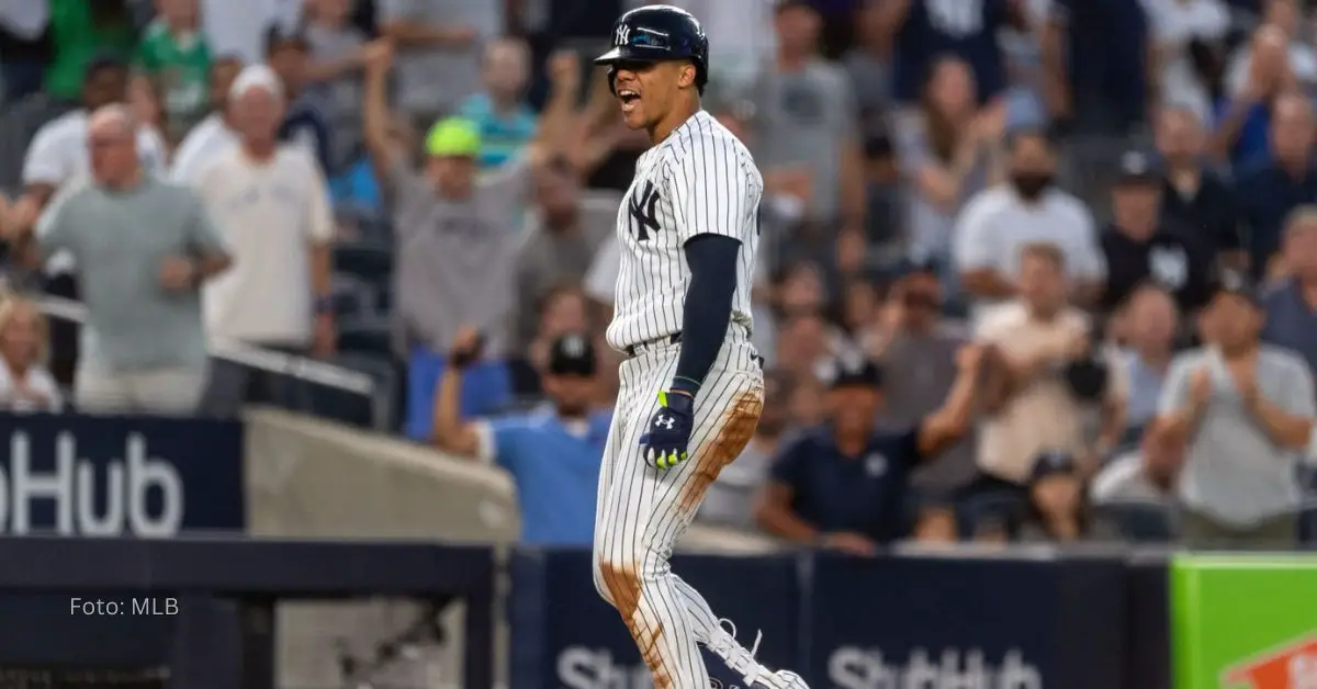 Juan Soto celebrando con New York Yankees en MLB