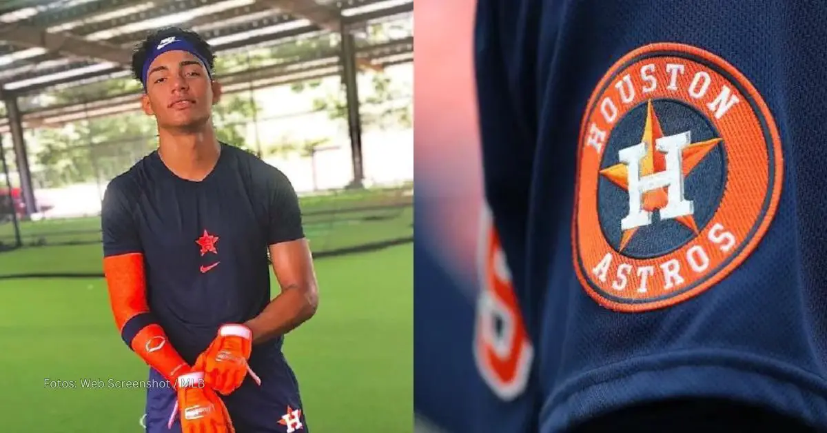 Kenni Gómez y logo de Houston Astros