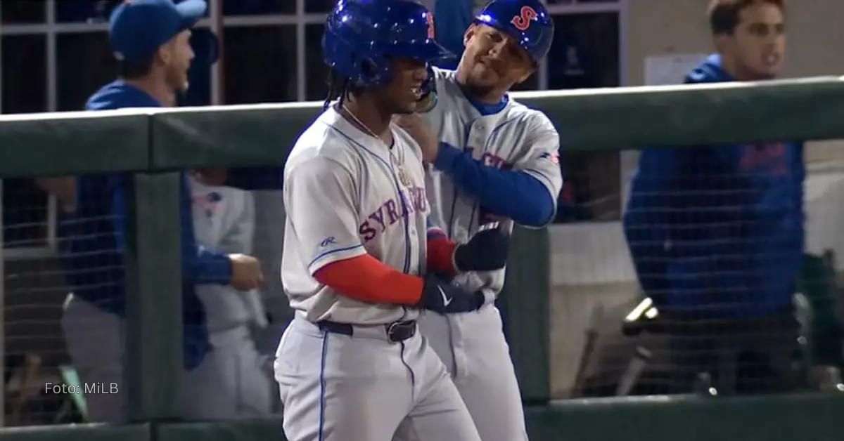 Luisangel Acuña jugando con Syracuse Mets