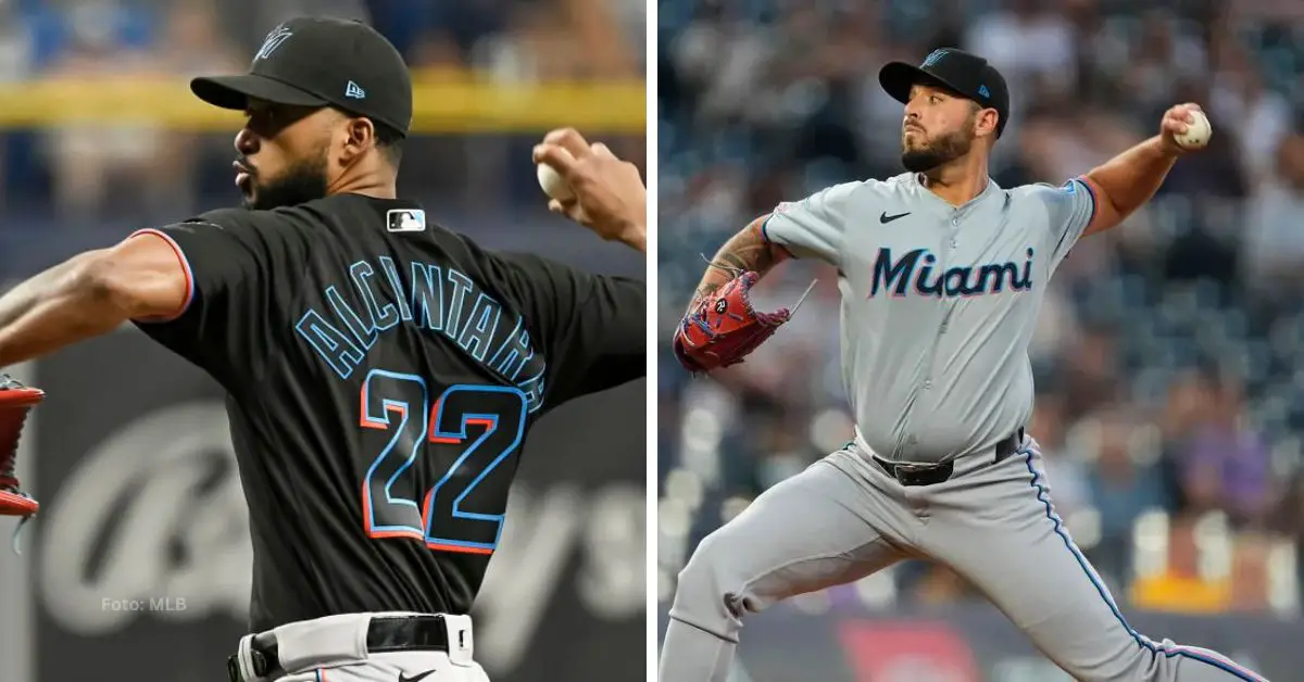 Sandy Alcántara y Jonathan Bermúdez con Miami Marlins