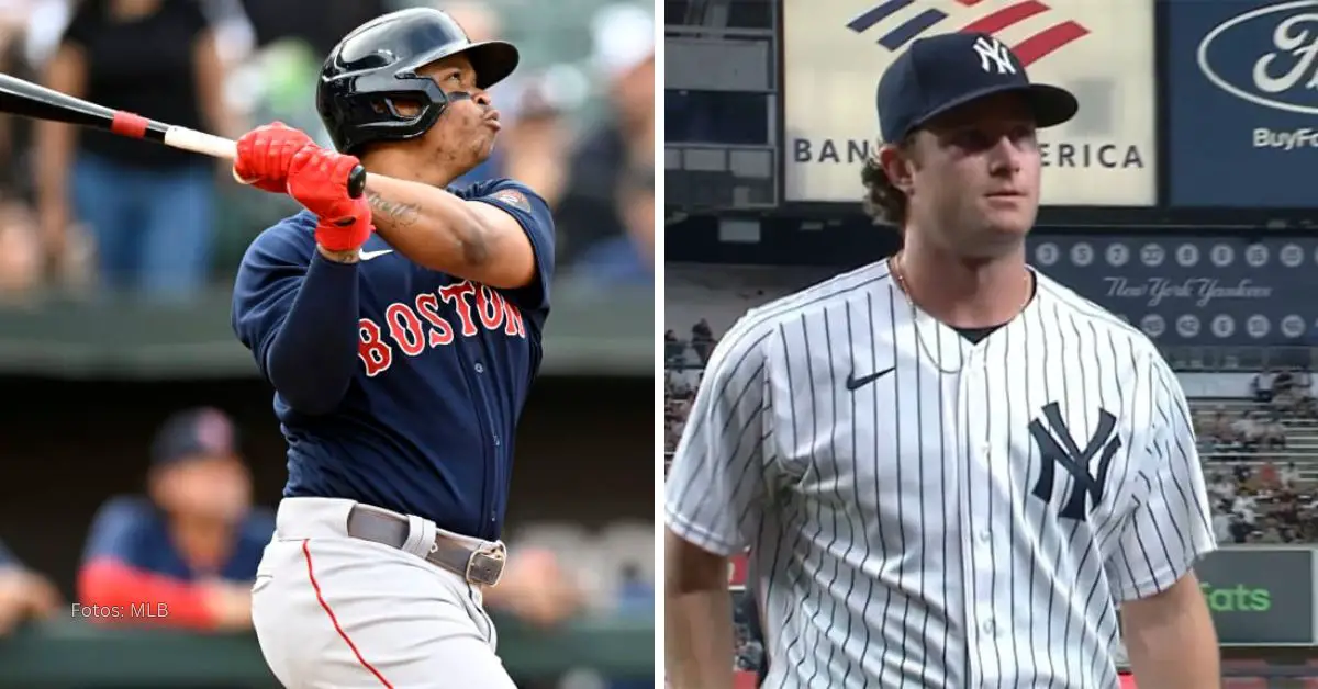 Rafael Devers con Boston Red Sox y Gerrit Cole con New York Yankees en MLB