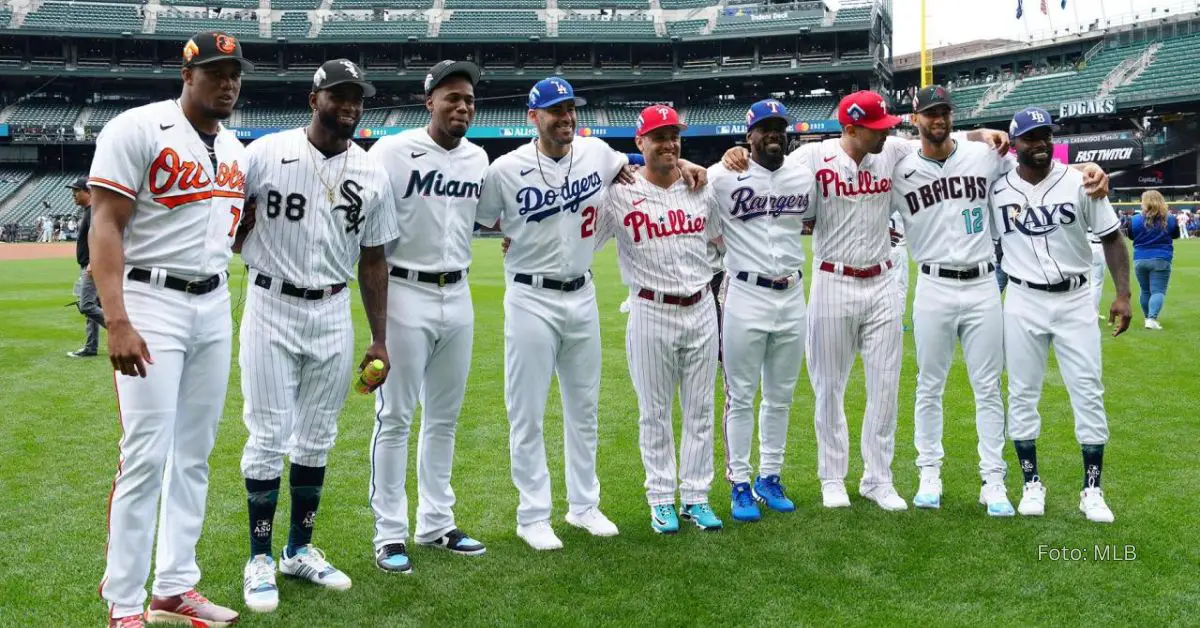 Grupo de peloteros cubanos en el MLB All Star Game 2023.