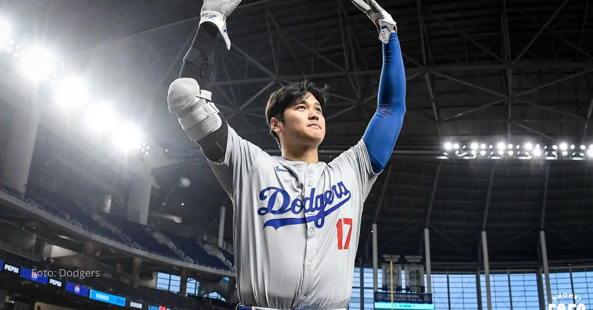 Shohei Ohtani celebrando con Los Angeles Dodgers