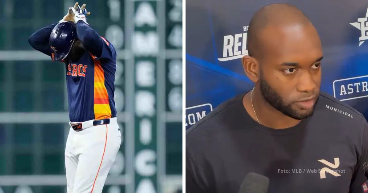 Cubano Yordan Alvarez declarando en el Minute Maid Park