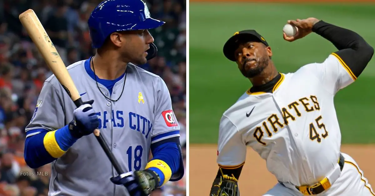 Yuli Gurriel con el uniforme de Kansas City en MLB y Aroldis Chapman con Pittsburgh Pirates