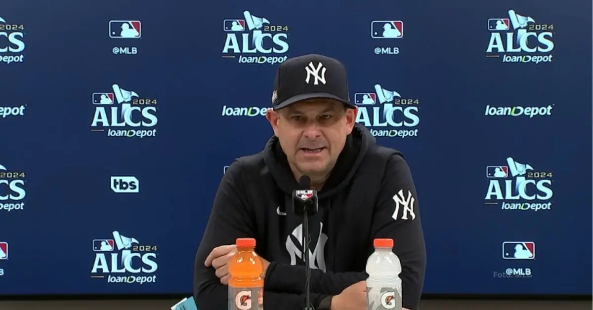 Aaron Boone hablando sobre la Serie de Campeonato ante Cleveland Guardians