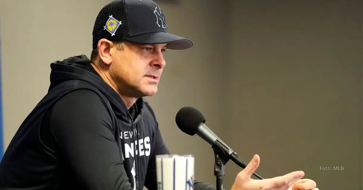 Aaron Boone en declaraciones con New York Yankees