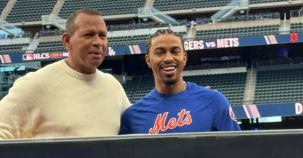 Alex Rodríguez y Francisco Lindor en el Citi Field