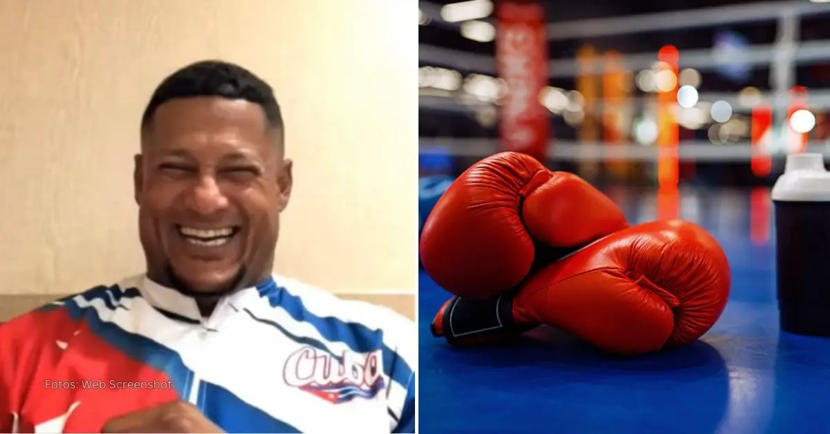 Alexei Hernández y unos guantes de Boxeo