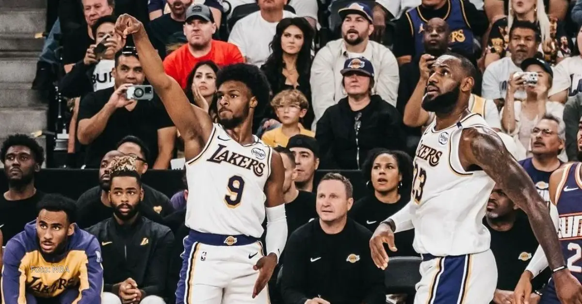 Bronny James y LeBron James en NBA