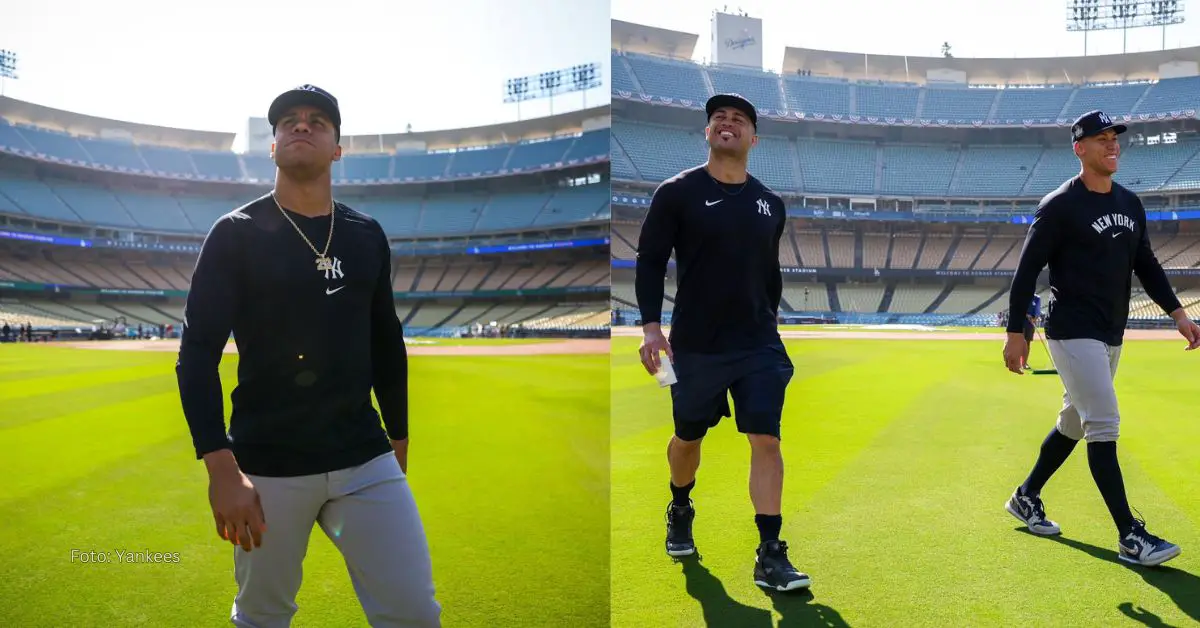 Juan Soto, Giancarlo Stanton y Aaron Judge