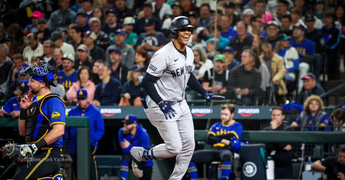 Juan Soto celebrando con New York Yankees