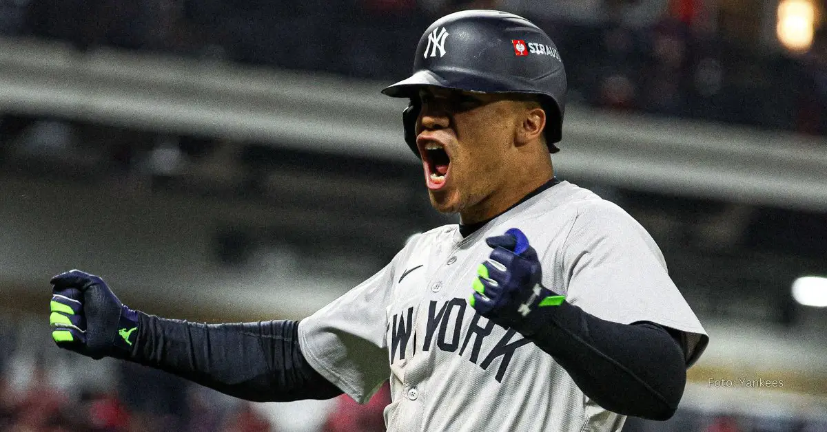 Juan Soto celebrando con Yankees