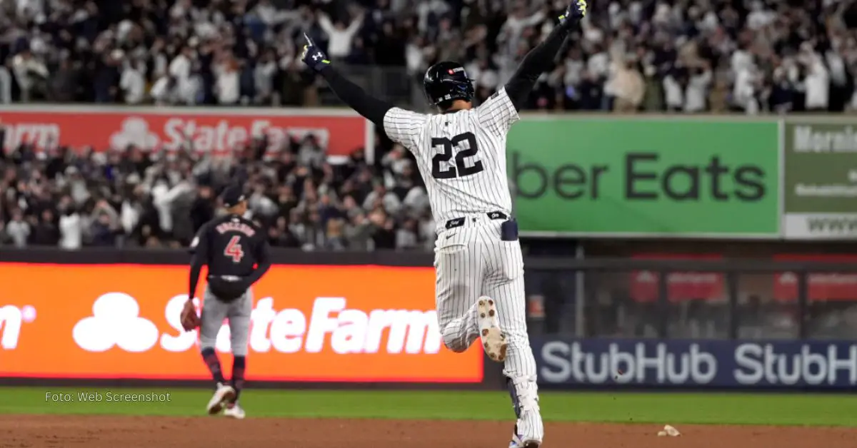 Juan Soto celebrando con Yankees