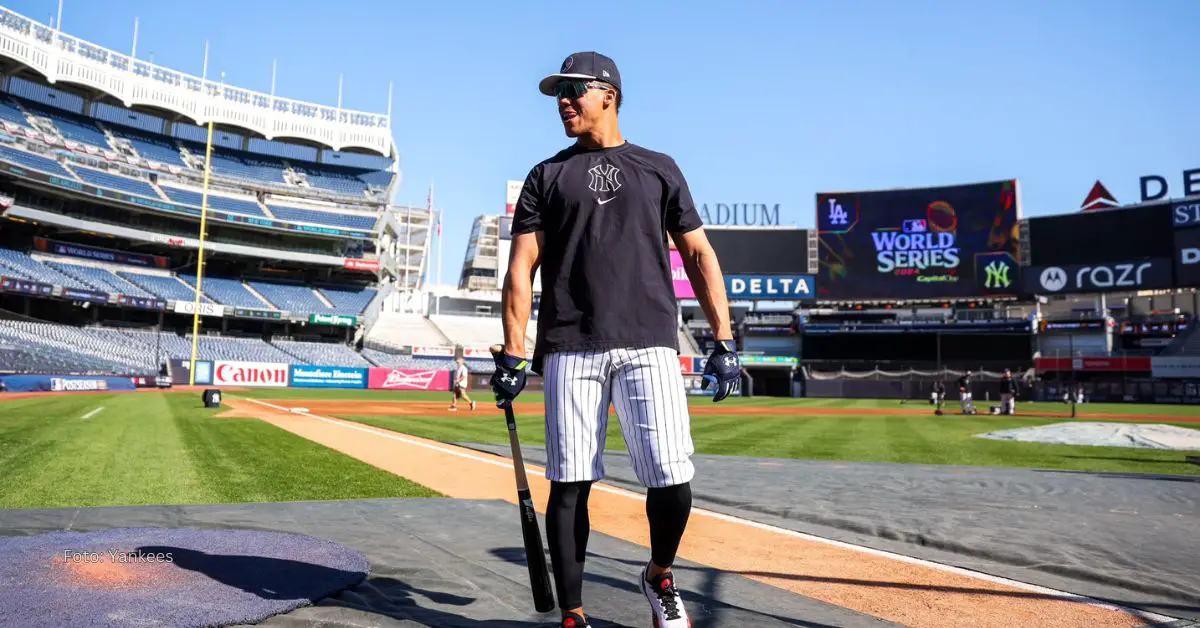 Juan Soto entrenando en Yankee Stadium