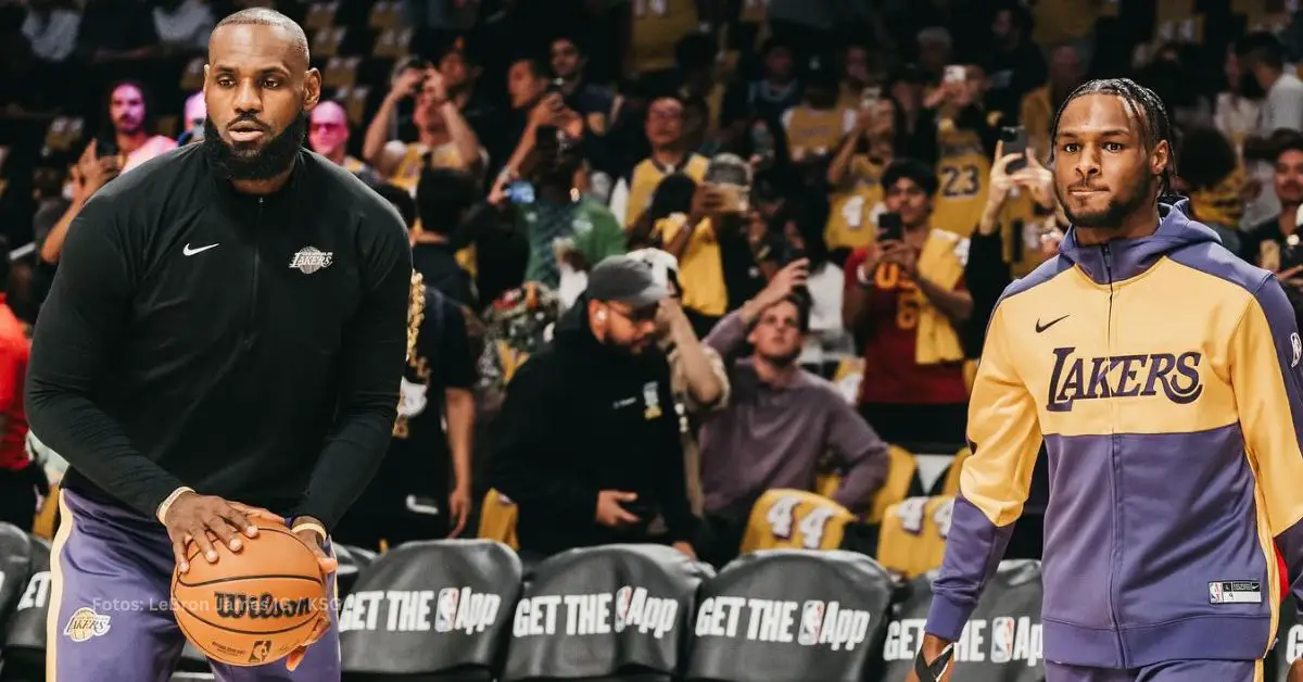 LeBron y Bronny James en la practica con Los Angeles Lakers