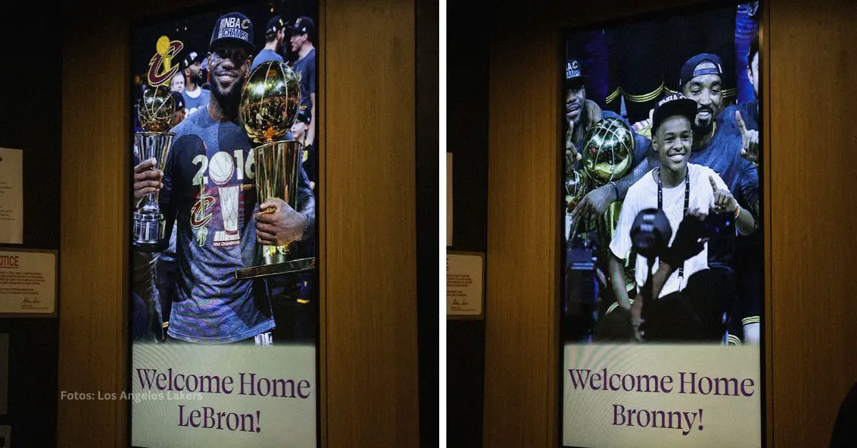 Placas de bienvenida de Cleveland Cavaliers para LeBron y Bronny James