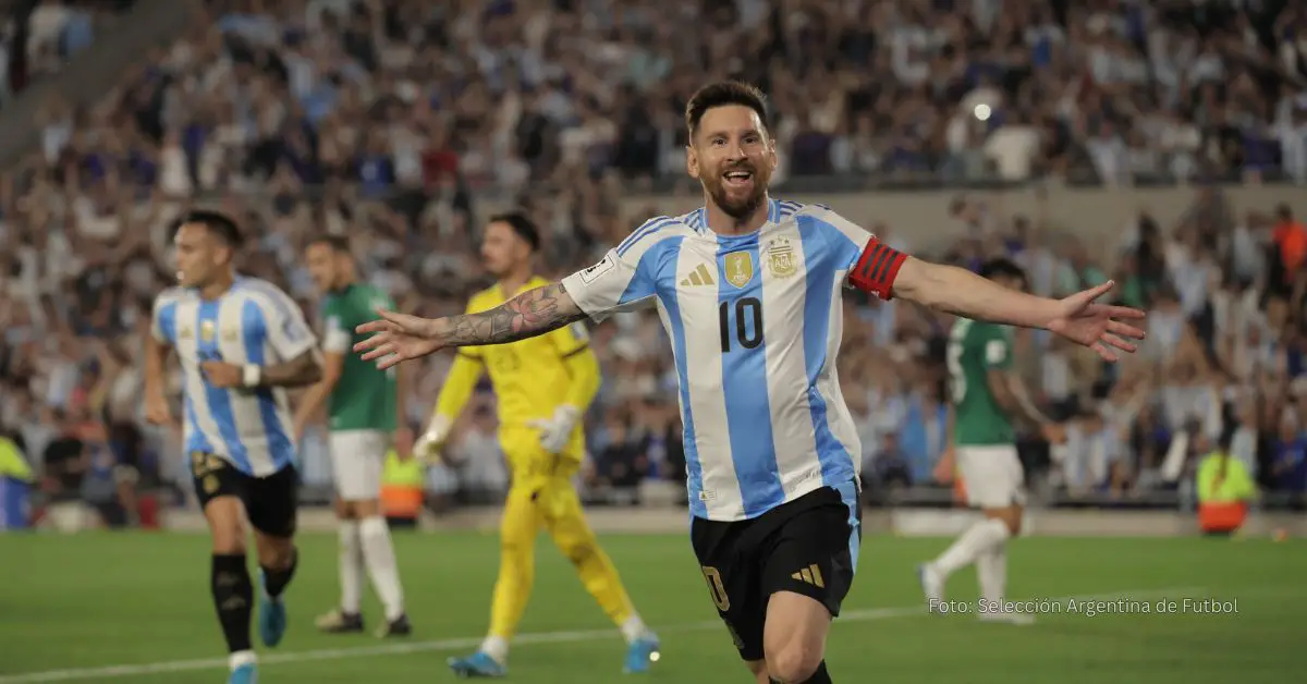 Lionel Messi celebrando con Argentina