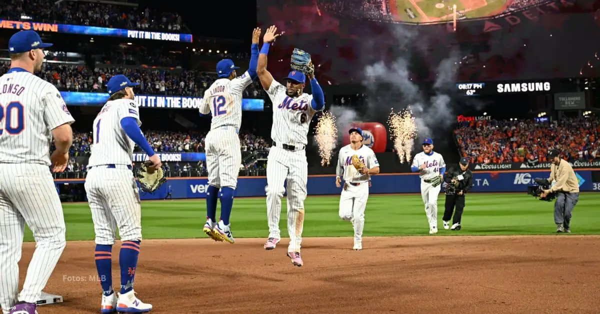 New York Mets celebran la victoria ante Dodgers