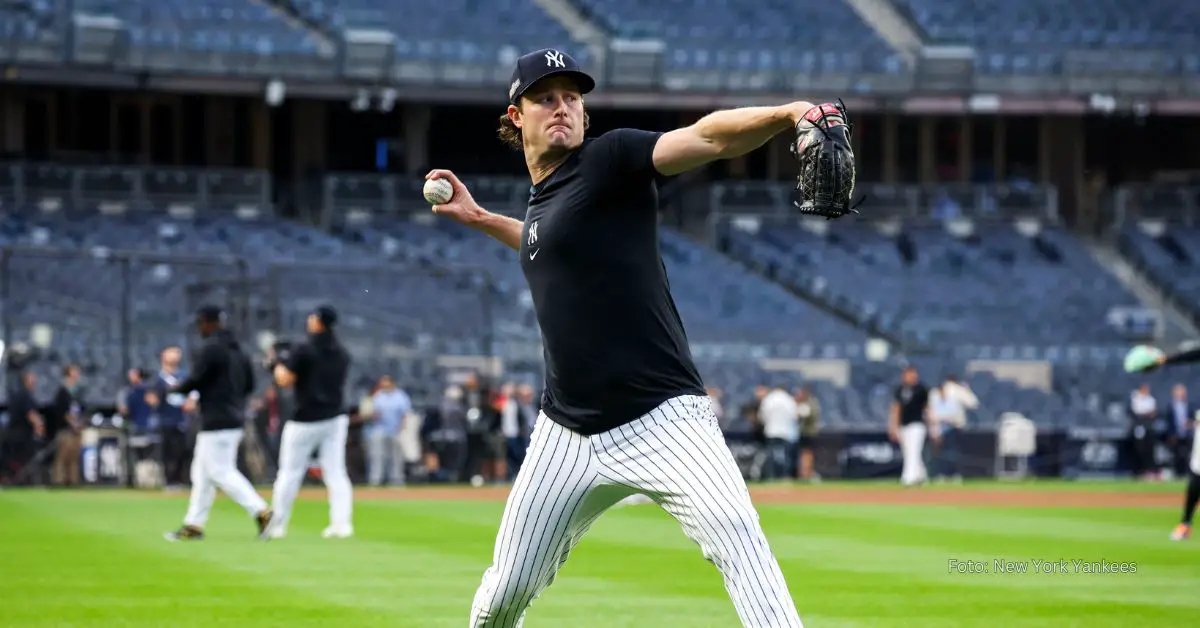 Gerrit Cole entrenando con New York Yankees