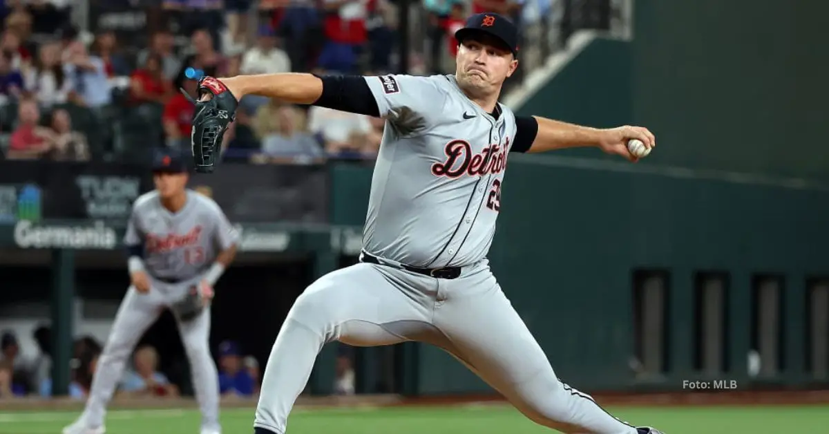 Tarik Skubal lanzando con Detroit Tigers