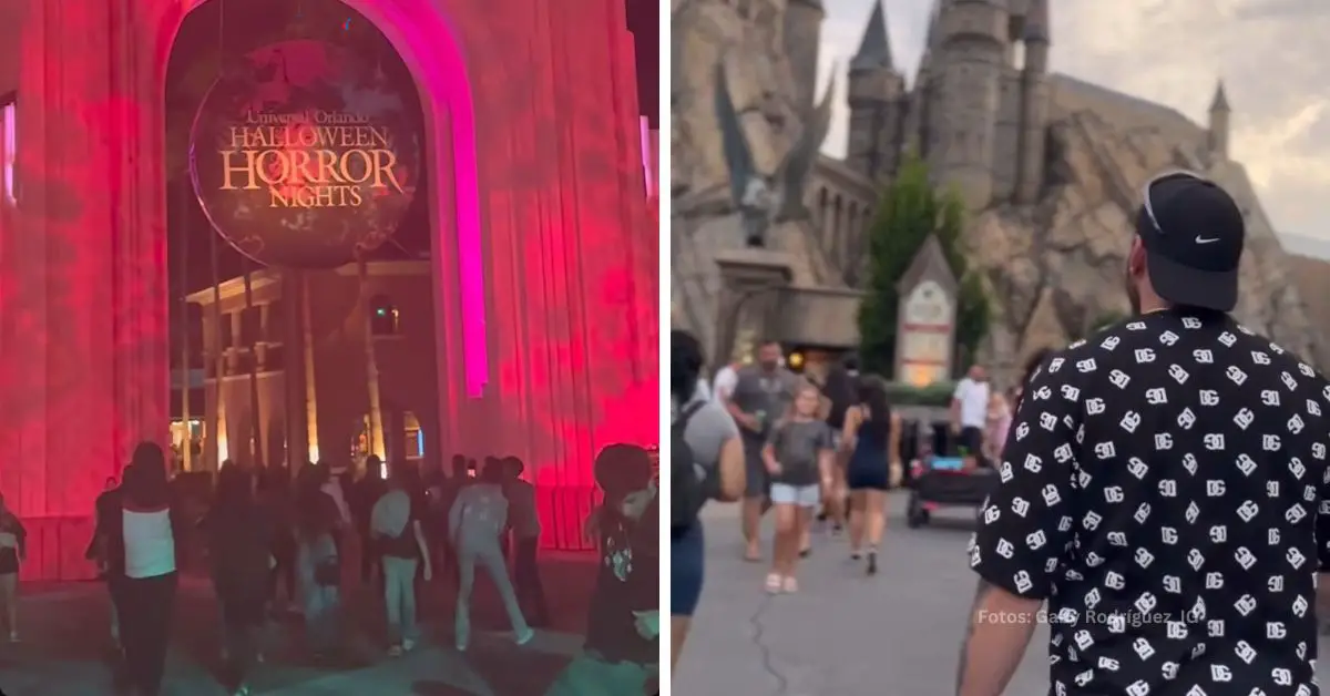 Yariel Rodríguez paseando por la casa del terror de Universal Studios