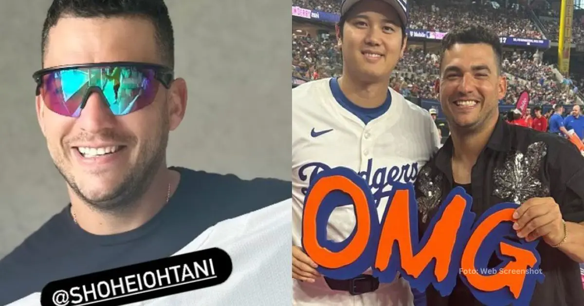 José Iglesias con camisa autografiada de Ohtani