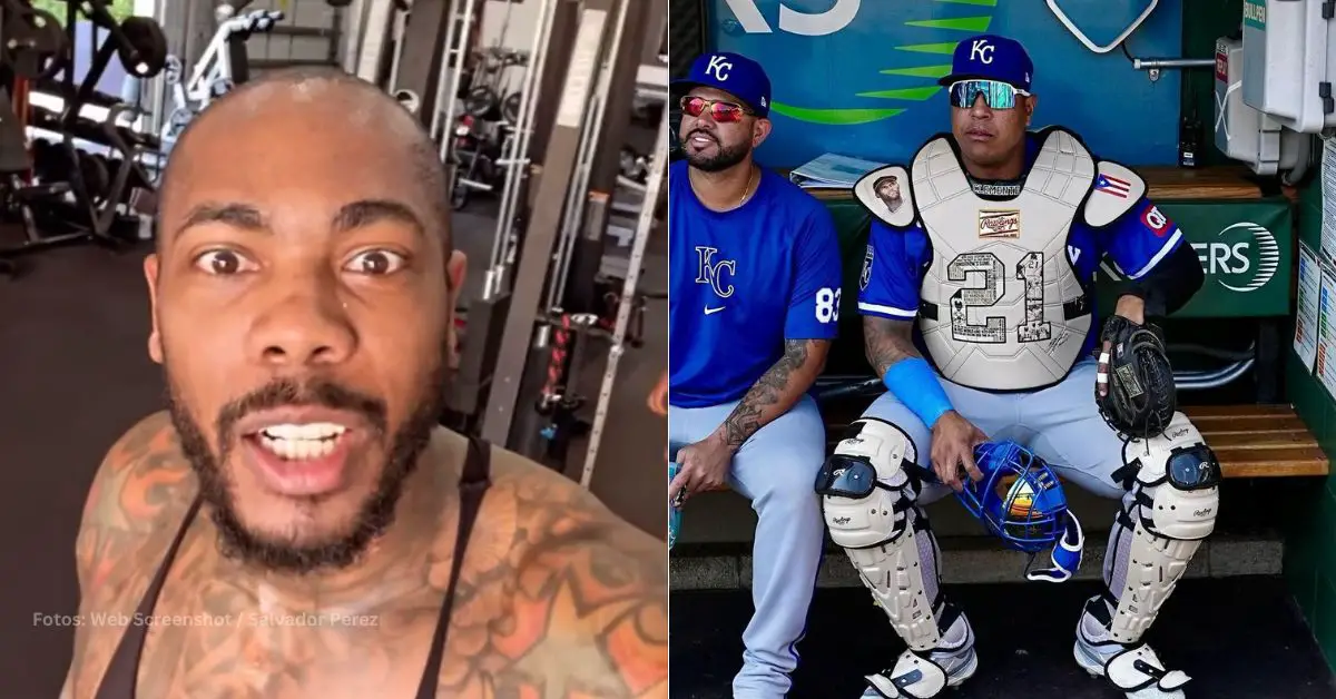 Aroldis Chapman en el gym y Salvador Pérez en el dugout con Kansas City Royals