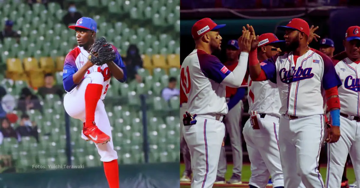 Liván Moinelo y el equipo Cuba en el Premier 12