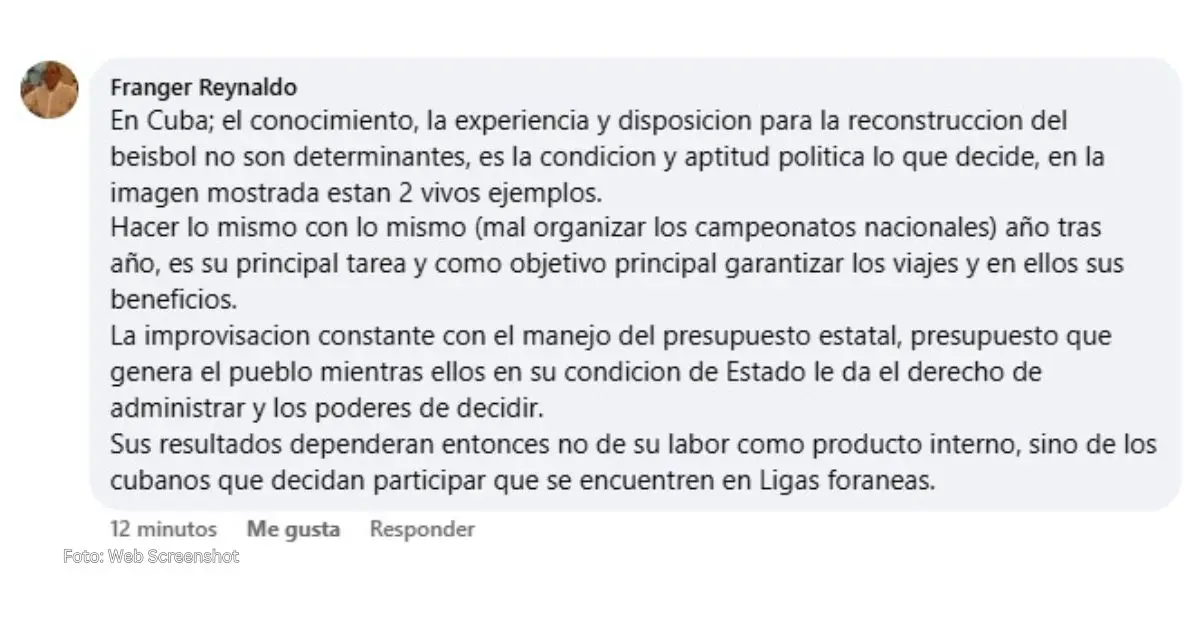 Mensaje de Franger Reynaldo con relación al Equipo Cuba