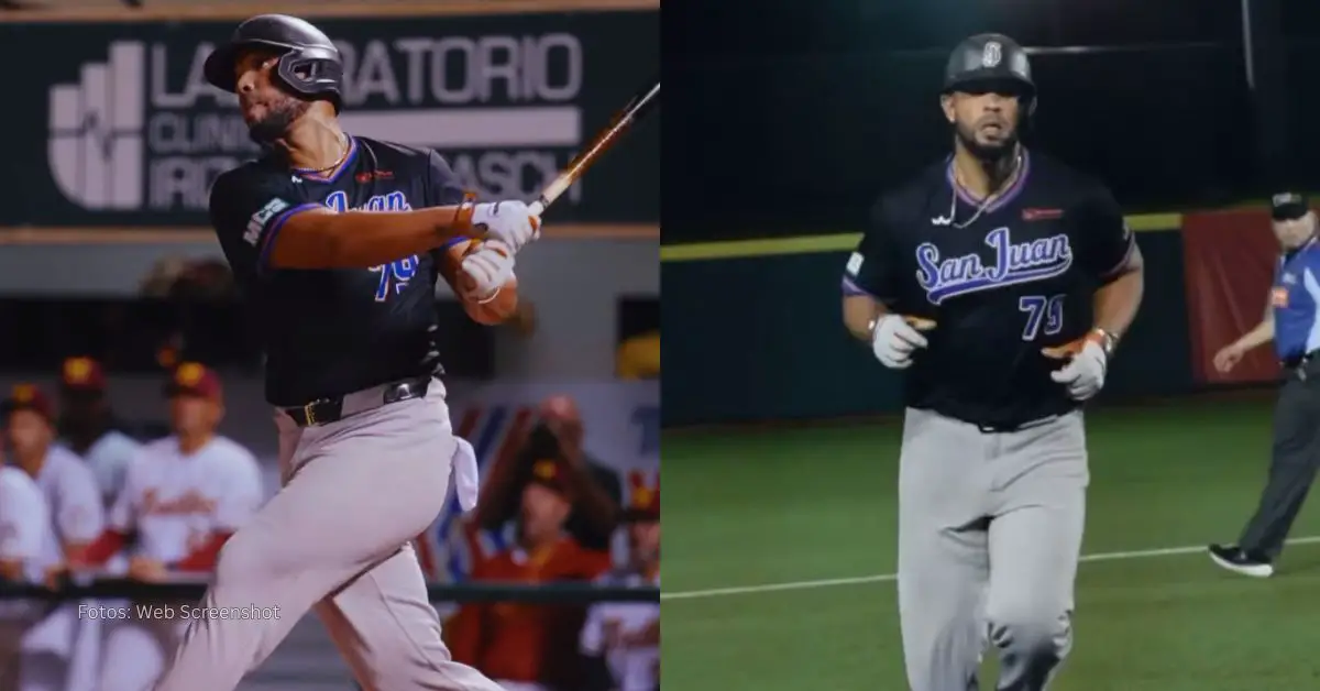 Jose Abreu conectando jonrón en Puerto Rico