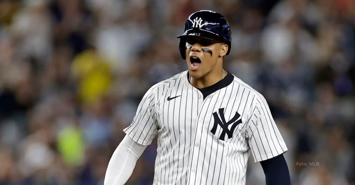 Juan Soto con el uniforme de New York Yankees