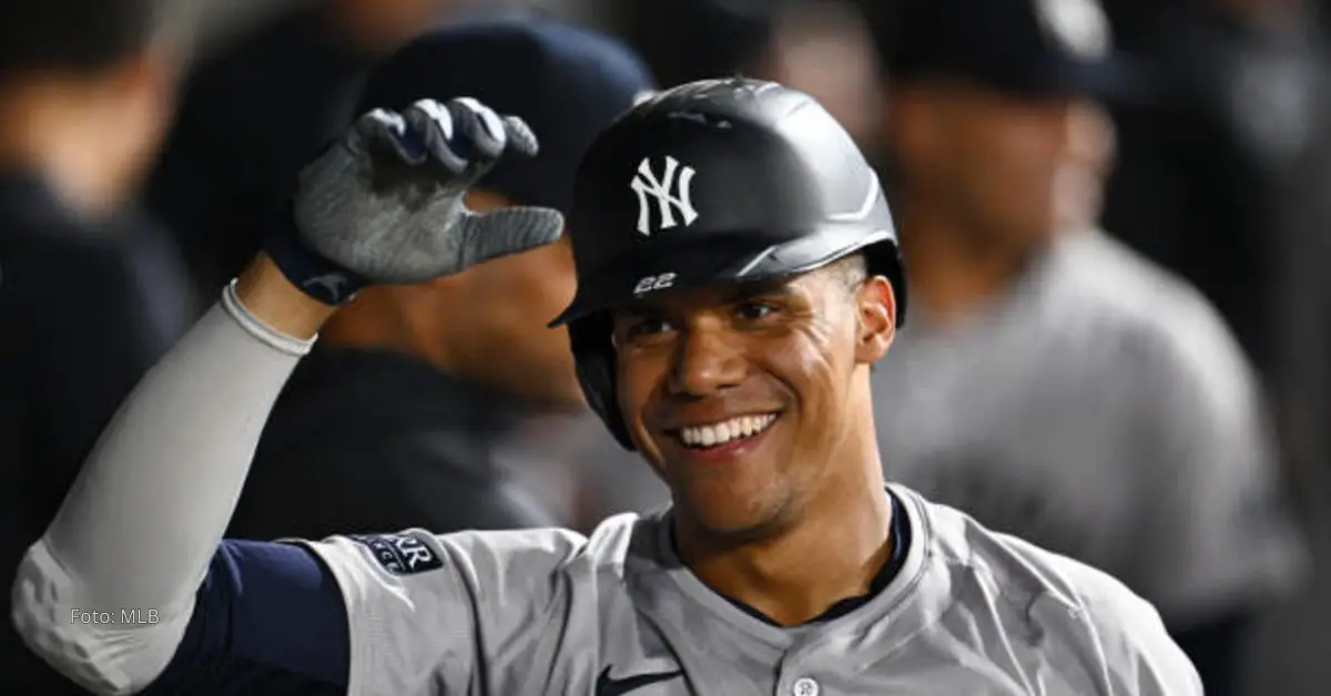 Juan Soto en el clubhouse de Yankees