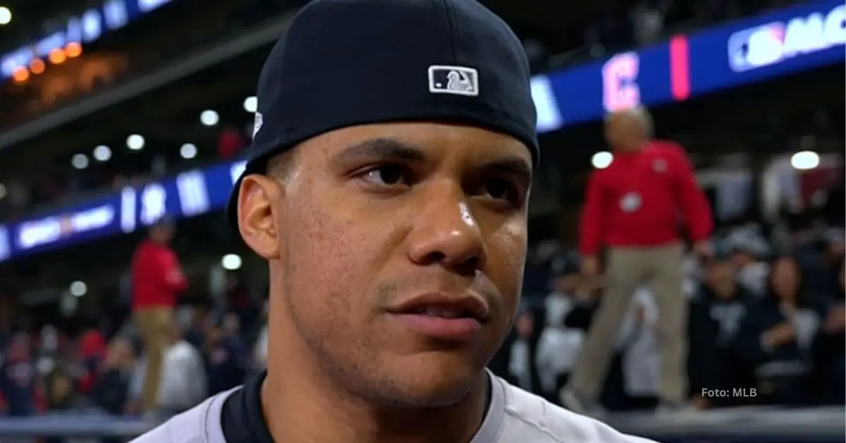 Juan Soto en una entrevista luego de un juego con New York Yankees. Agencia Libre MLB