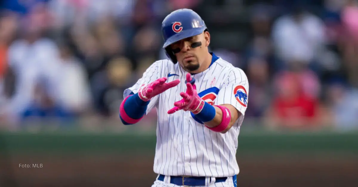 Rafael Ortega con el uniforme de Chicago Cubs